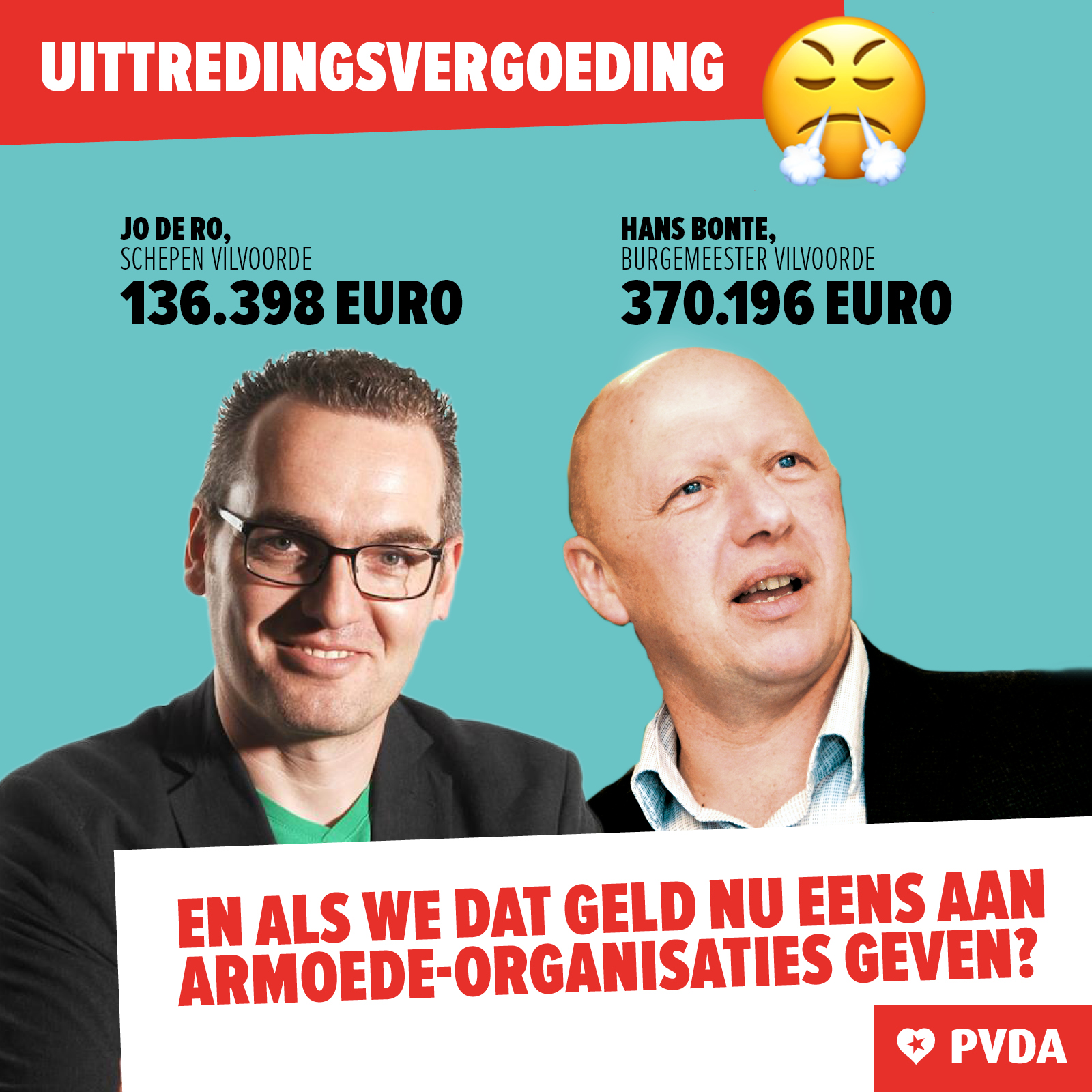 PVDA vraagt Hans Bonte en Jo De Ro om uittredingsvergoedingen te doneren aan Vilvoordse armoede-organisaties